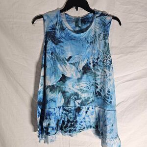 Blue floral whimsical tank top